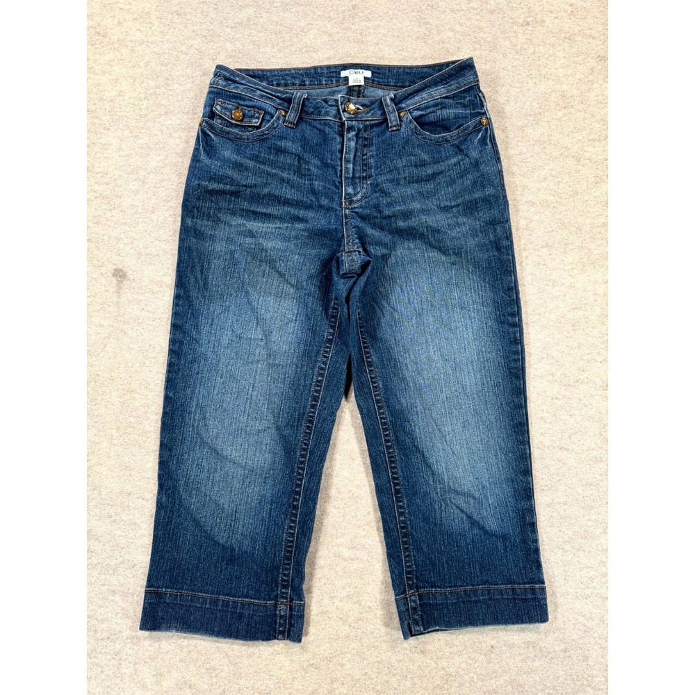 Cato Cropped Capri Jeans Women 4 Blue Denim Cotton Stretch Mid Rise Flap Pockets